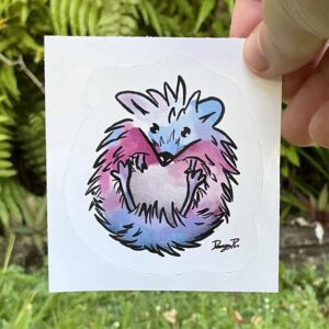 Sticker of blue, pink and white echidna